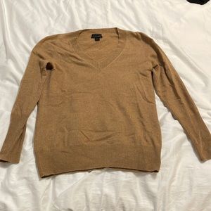 JCrew Collection 100% Cashmere V-neck sweater, Camel colored. Medium